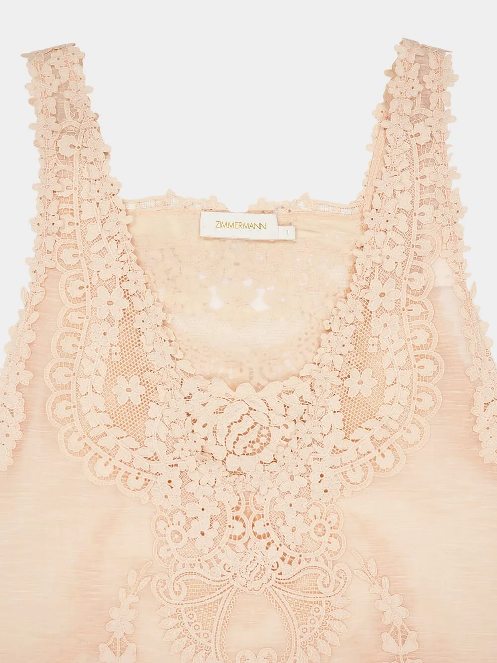 Peach Natura Lace Patch Tank