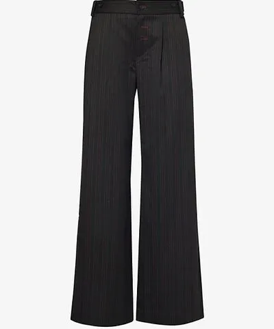 Peachy Den Womens Lead Lennox striped wide-leg mid-rise woven trousers