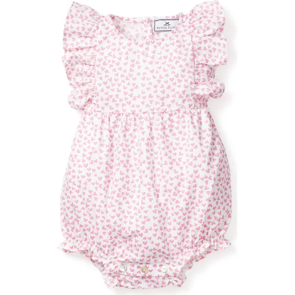 Petite Plume Infant Ruffled Romper, Sweethearts