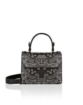 PHILIPP PLEIN Leather Superheroin Small Handle Bag Paisley