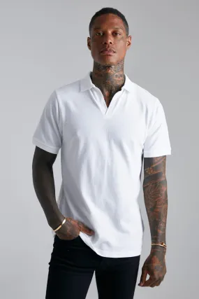 Pique V-Neck Polo | boohooMAN UK