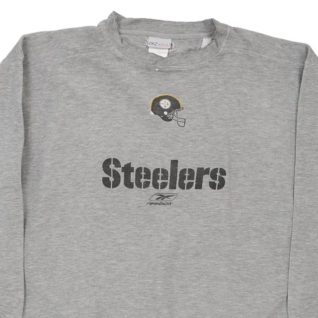 Pittsburgh Steelers Reebok NFL Sweatshirt - XL Grey Cotton Blend