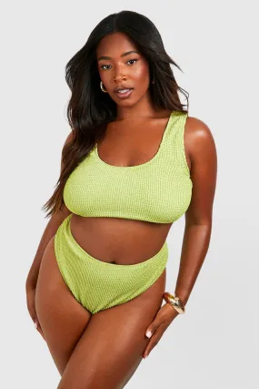 Plus Crinkle Textured Scoop Bikini Set