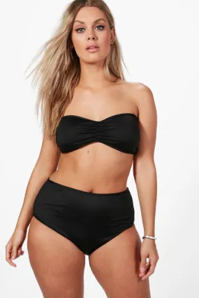 Plus  High Waist Bandeau Bikini Set