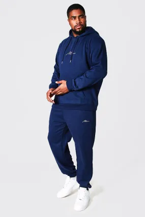 Plus Size MAN Script Hooded Tracksuit | boohooMAN UK