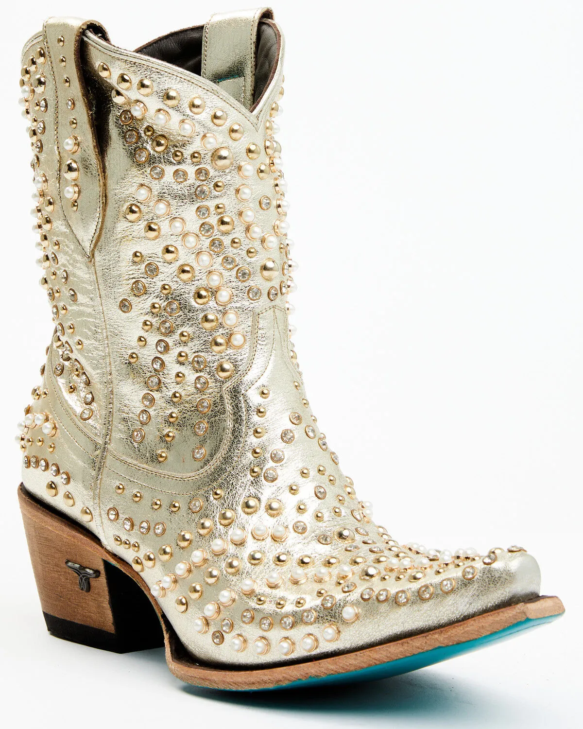 Product Name:  Boot Barn X Lane Women's Exclusive Dolly Metallic Leather Western Bridal Booties - Snip Toe