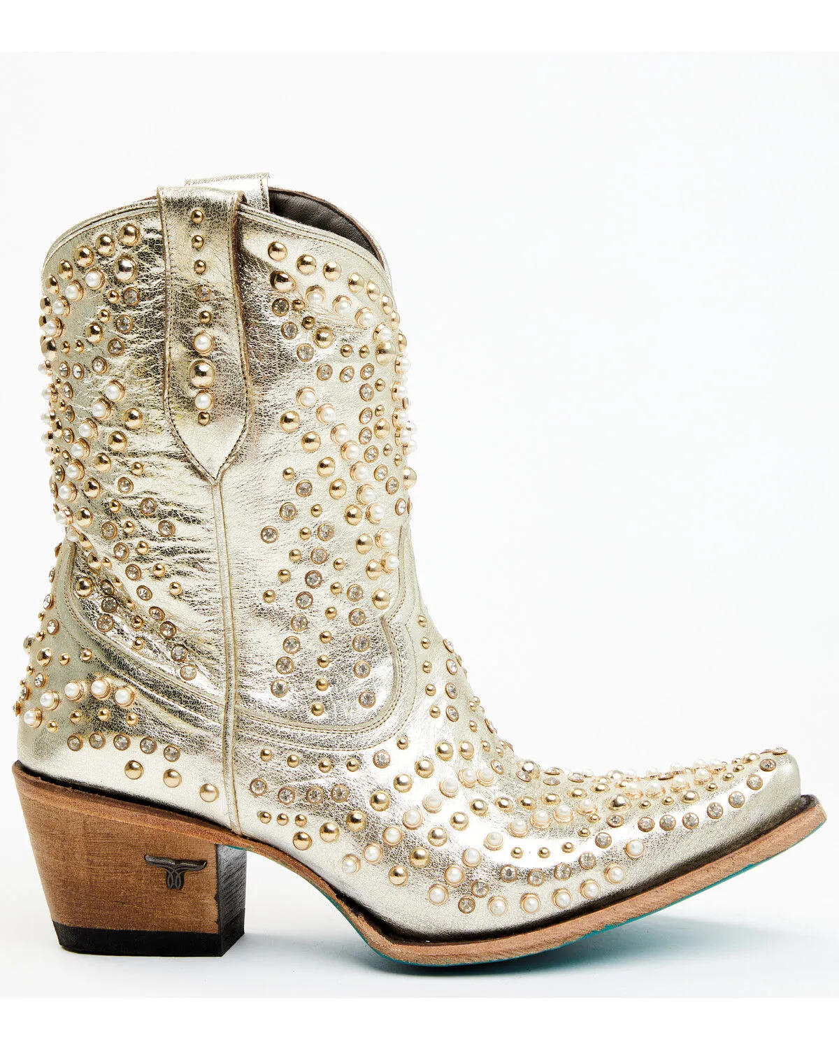 Product Name:  Boot Barn X Lane Women's Exclusive Dolly Metallic Leather Western Bridal Booties - Snip Toe