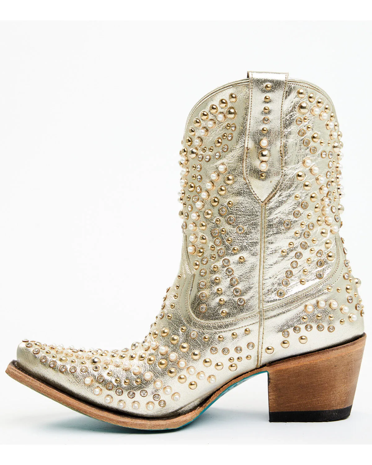 Product Name:  Boot Barn X Lane Women's Exclusive Dolly Metallic Leather Western Bridal Booties - Snip Toe