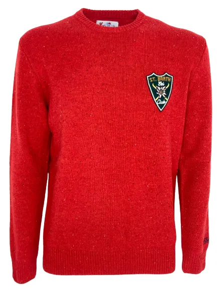 PULLOVER UOMO ROSSO 100% LANA