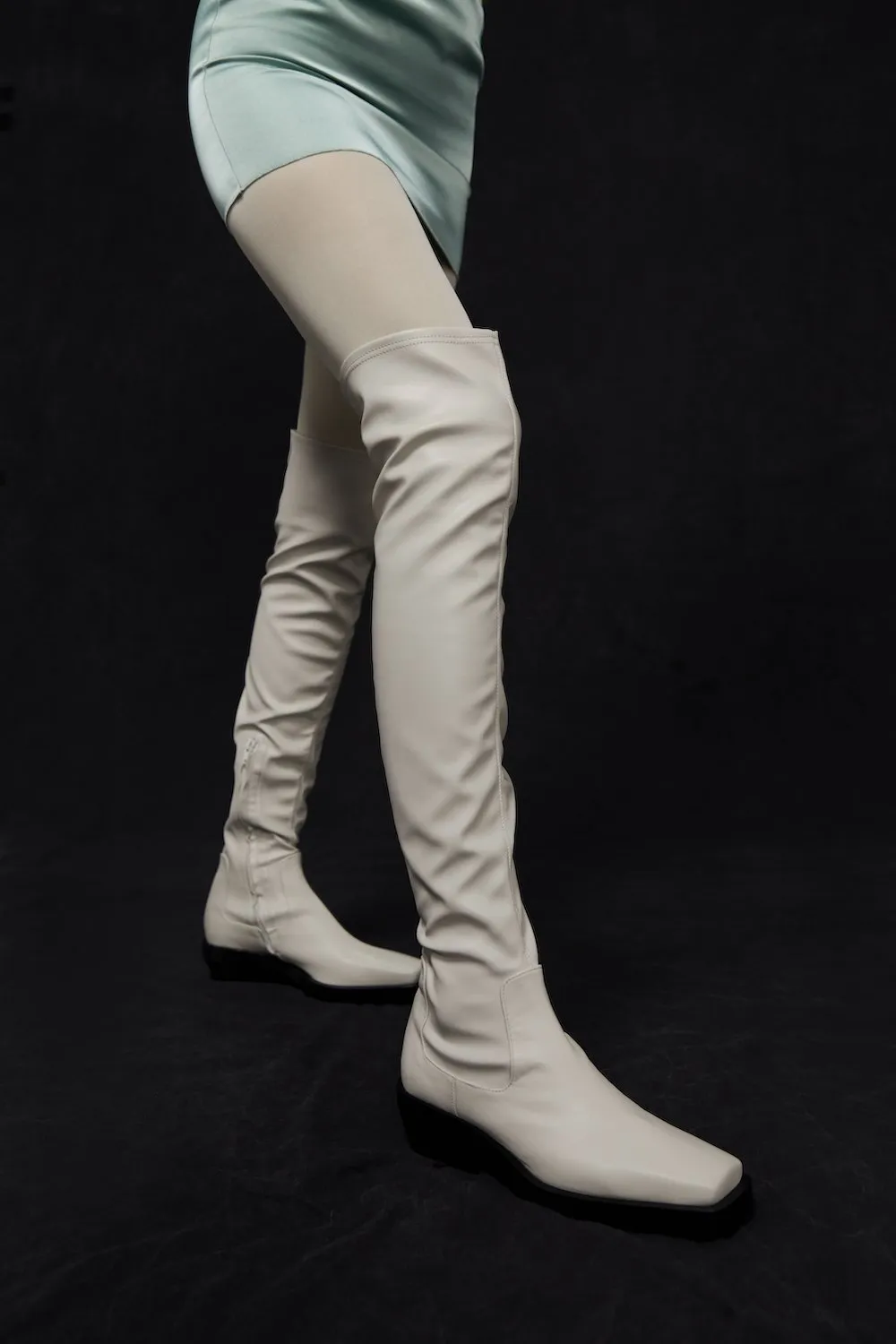 Rebe Paris Over The Knee Boot Ivory