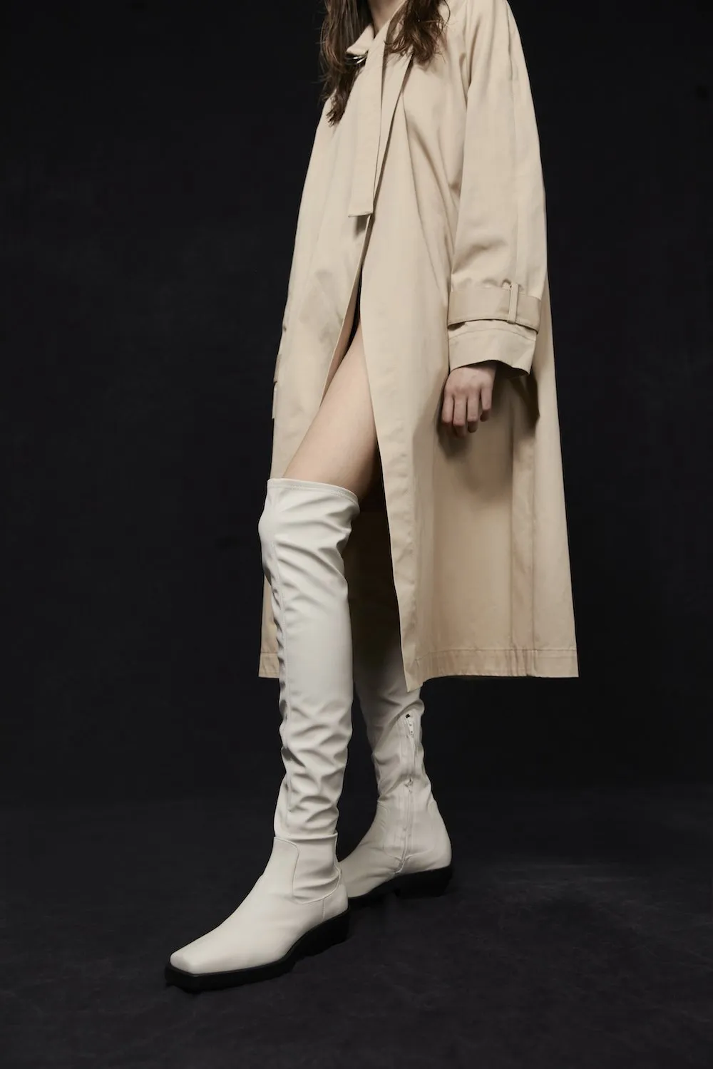 Rebe Paris Over The Knee Boot Ivory