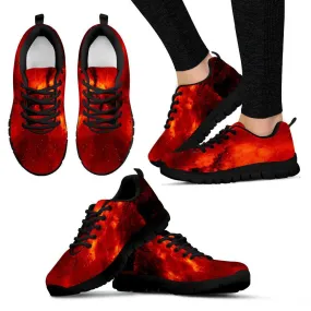 Red Star Cluster Galaxy Black Border Women's Sneakers