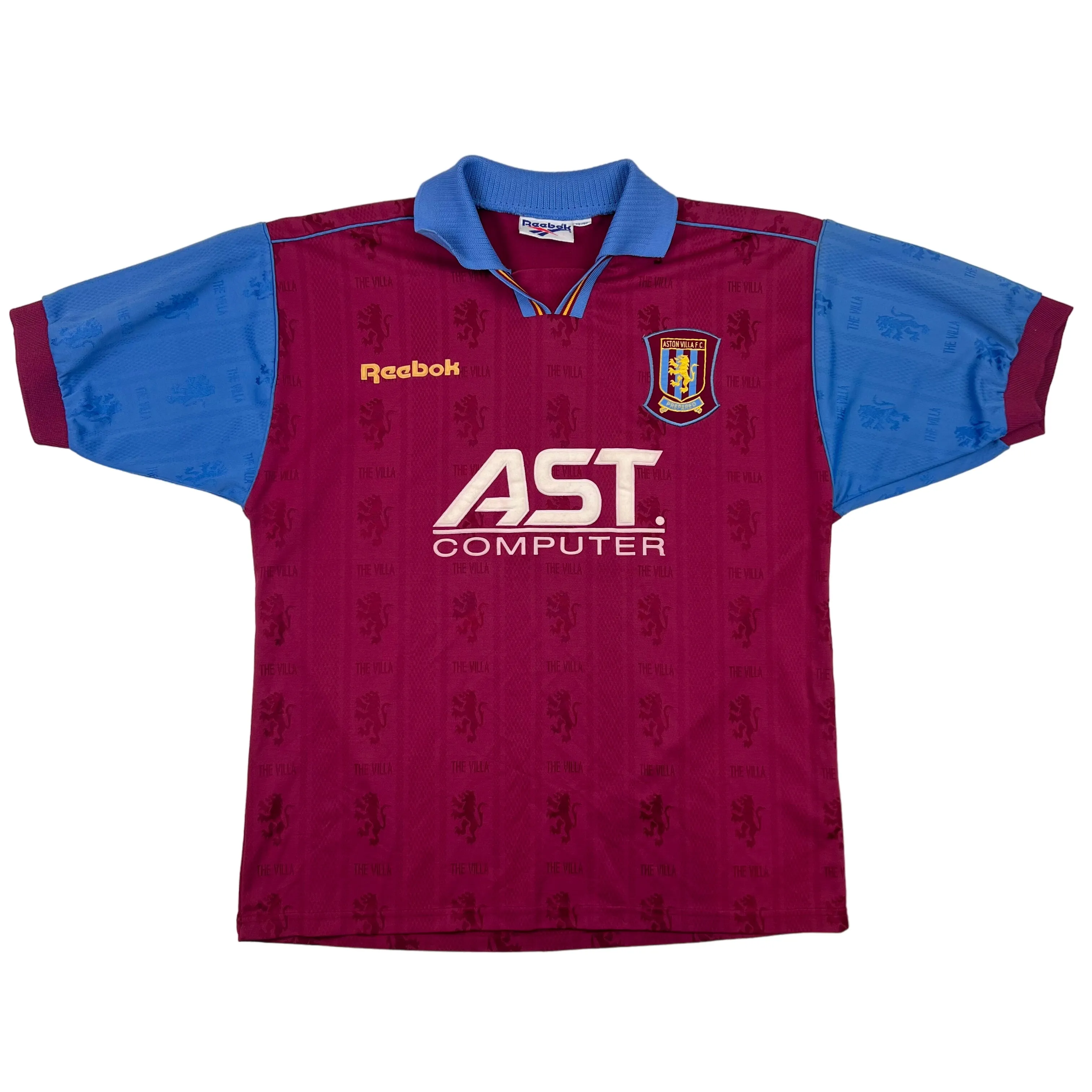 Reebok 1995-97 Aston Villa Home Shirt Maroon Blue