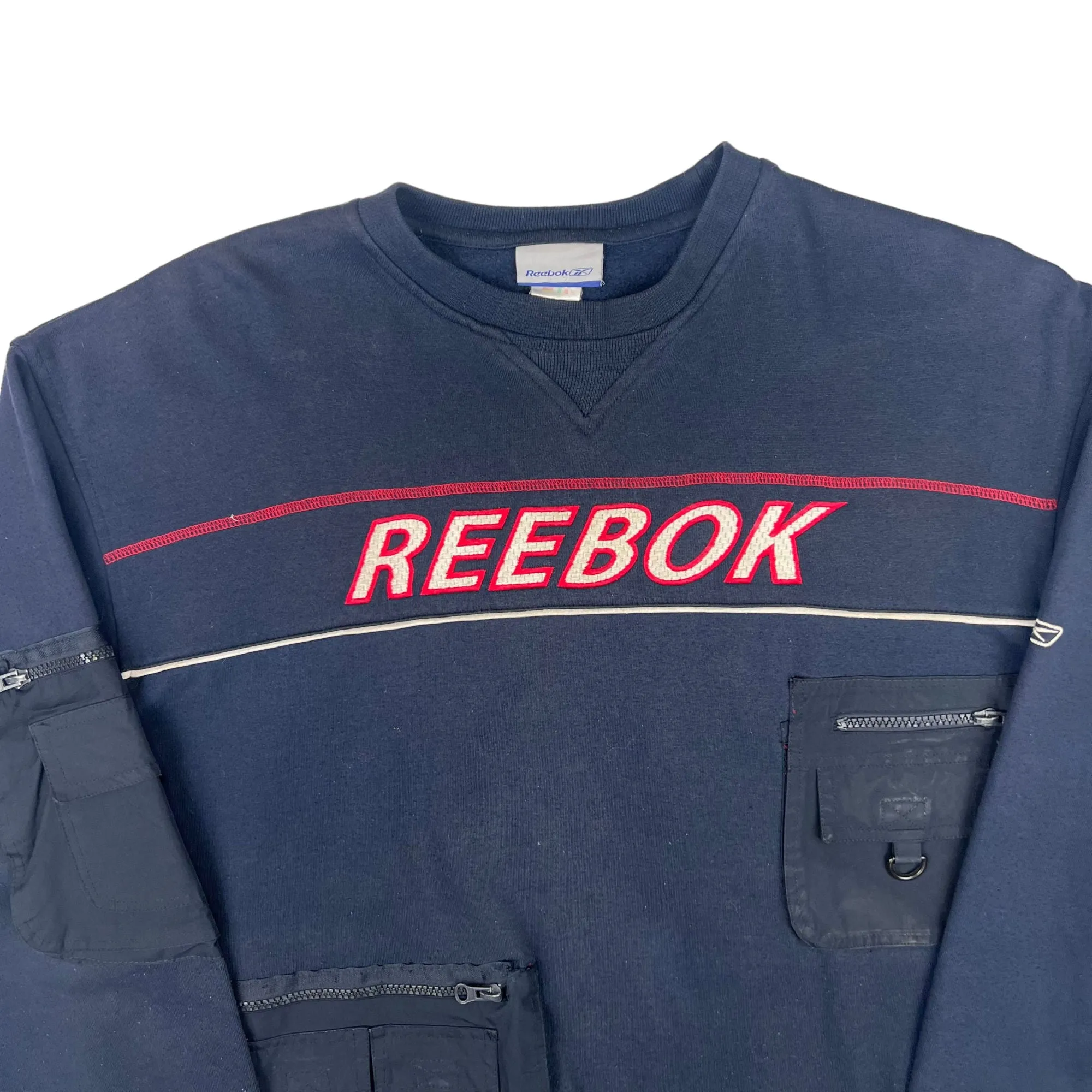 Reebok Custom Reworked Utility Spell Out Sweatshirt Navy