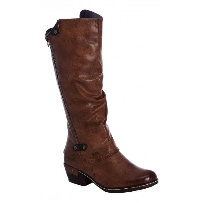 Rieker  Womens 93655-26 Eagle Brown Water Resistant High Leg Boot