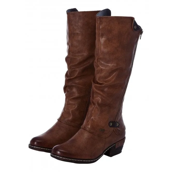 Rieker  Womens 93655-26 Eagle Brown Water Resistant High Leg Boot