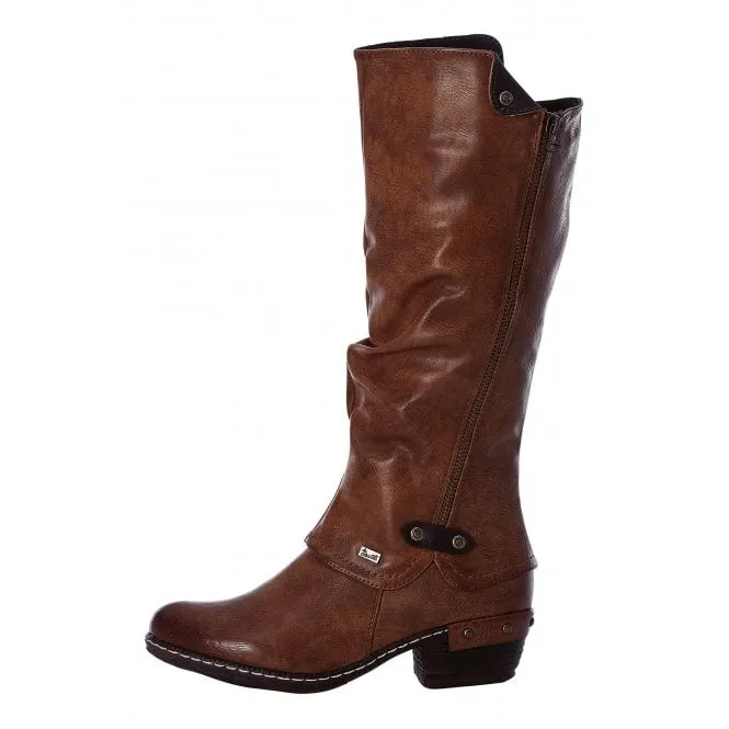 Rieker  Womens 93655-26 Eagle Brown Water Resistant High Leg Boot