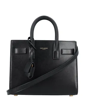 SAINT LAURENT Elegant Mini Leather Handbag with Accordion Sides and Detachable Strap