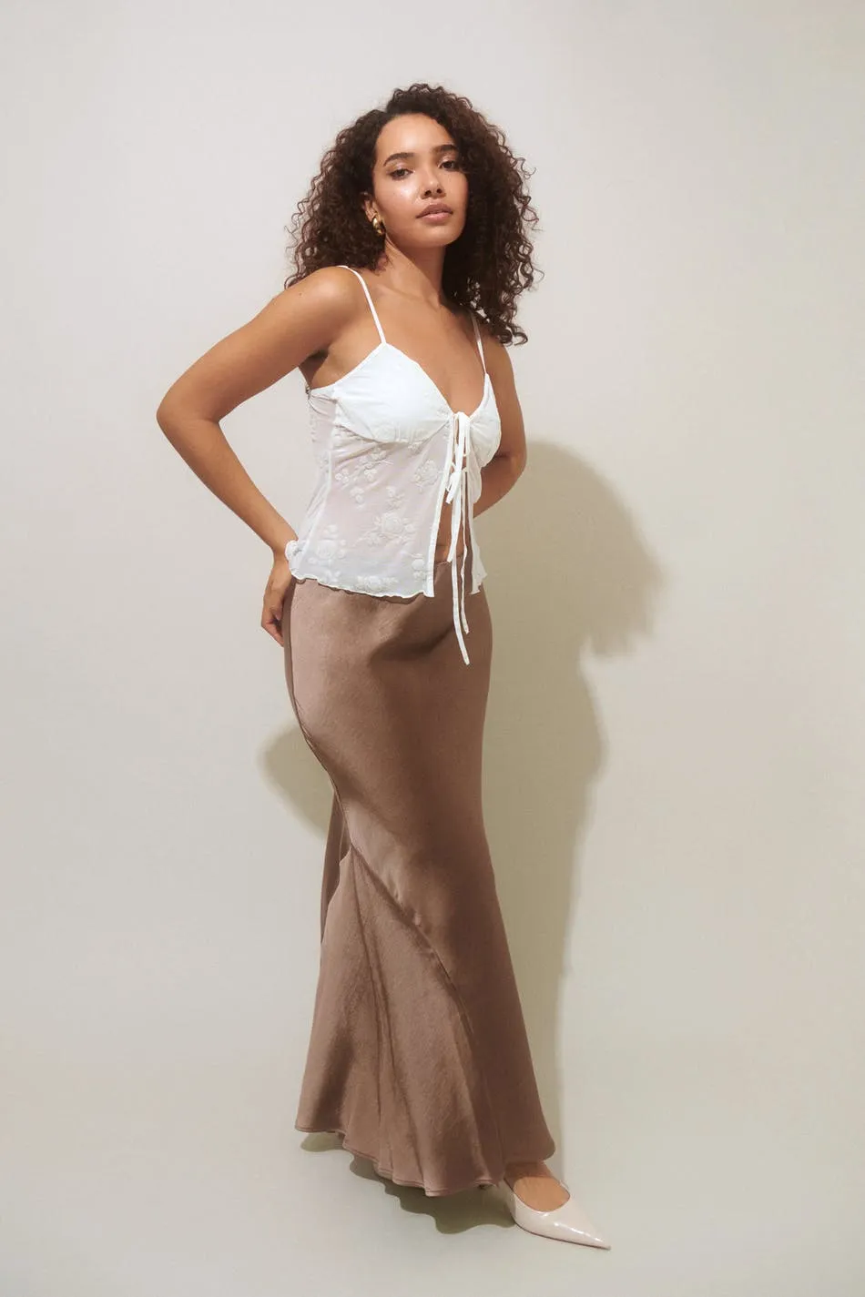 Satin mermaid maxi skirt