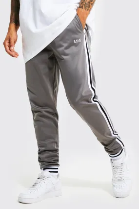 Slim Fit Man Tape Rib Tricot Joggers | boohooMAN UK