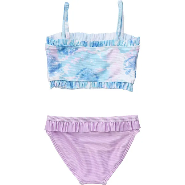 Snapper Rock Frilled Bandeau Bikini, Sky Dye