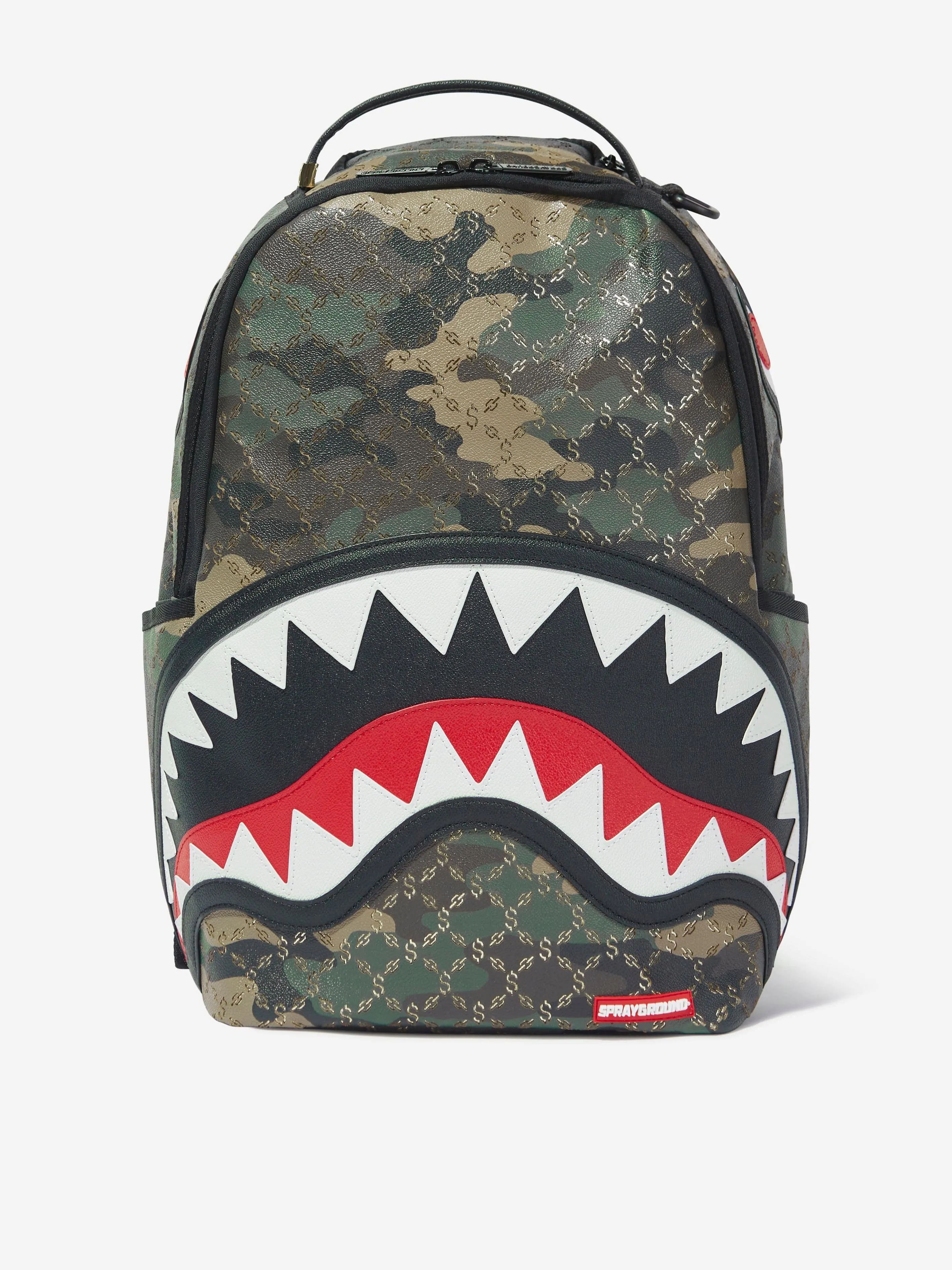 Sprayground Kids $ Pattern Over Camo Backpack in Green