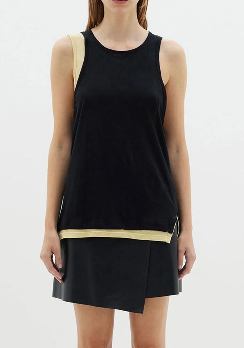 Superfine Layered Tank - Black/Limoncello