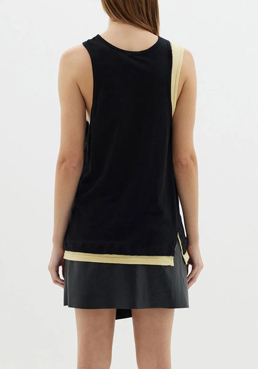 Superfine Layered Tank - Black/Limoncello