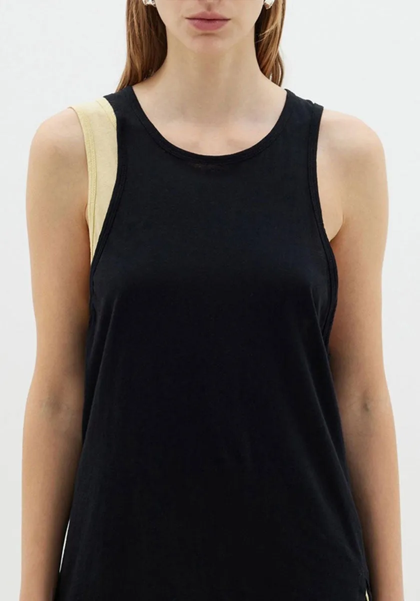 Superfine Layered Tank - Black/Limoncello