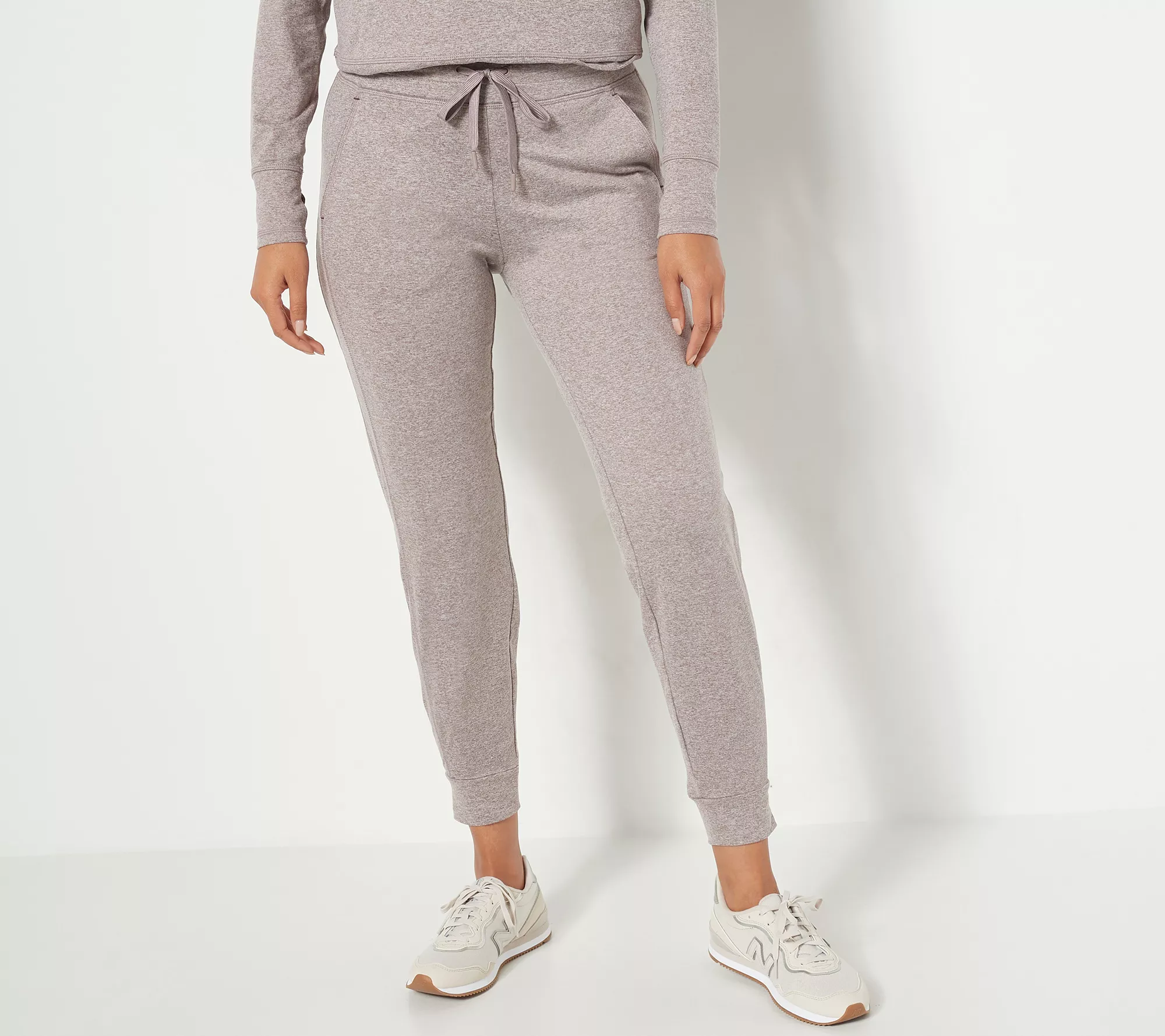 Susan Graver SG Sport Regular Heather Knit Joggers with Drawstring