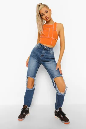 Tall Distressed Knee Mom Jeans