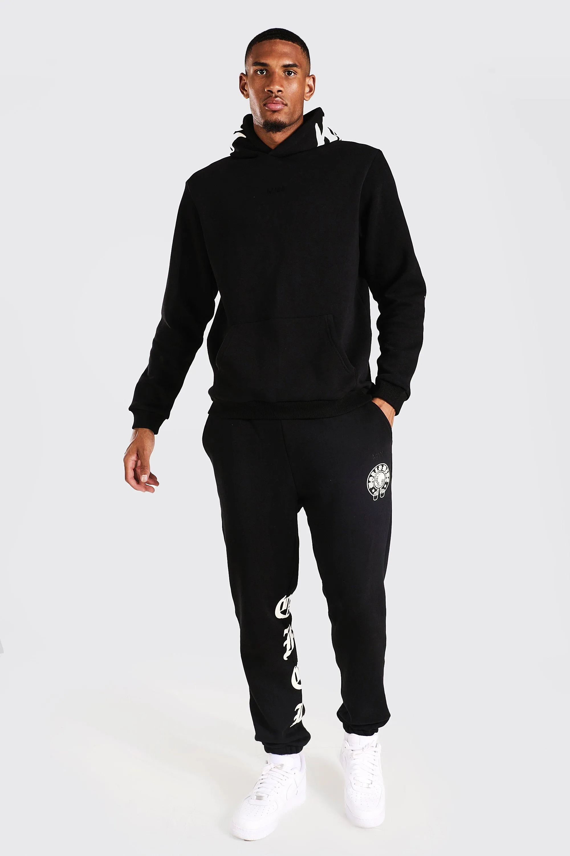 Tall Gothic Man Embroidered Hooded Tracksuit | boohooMAN UK