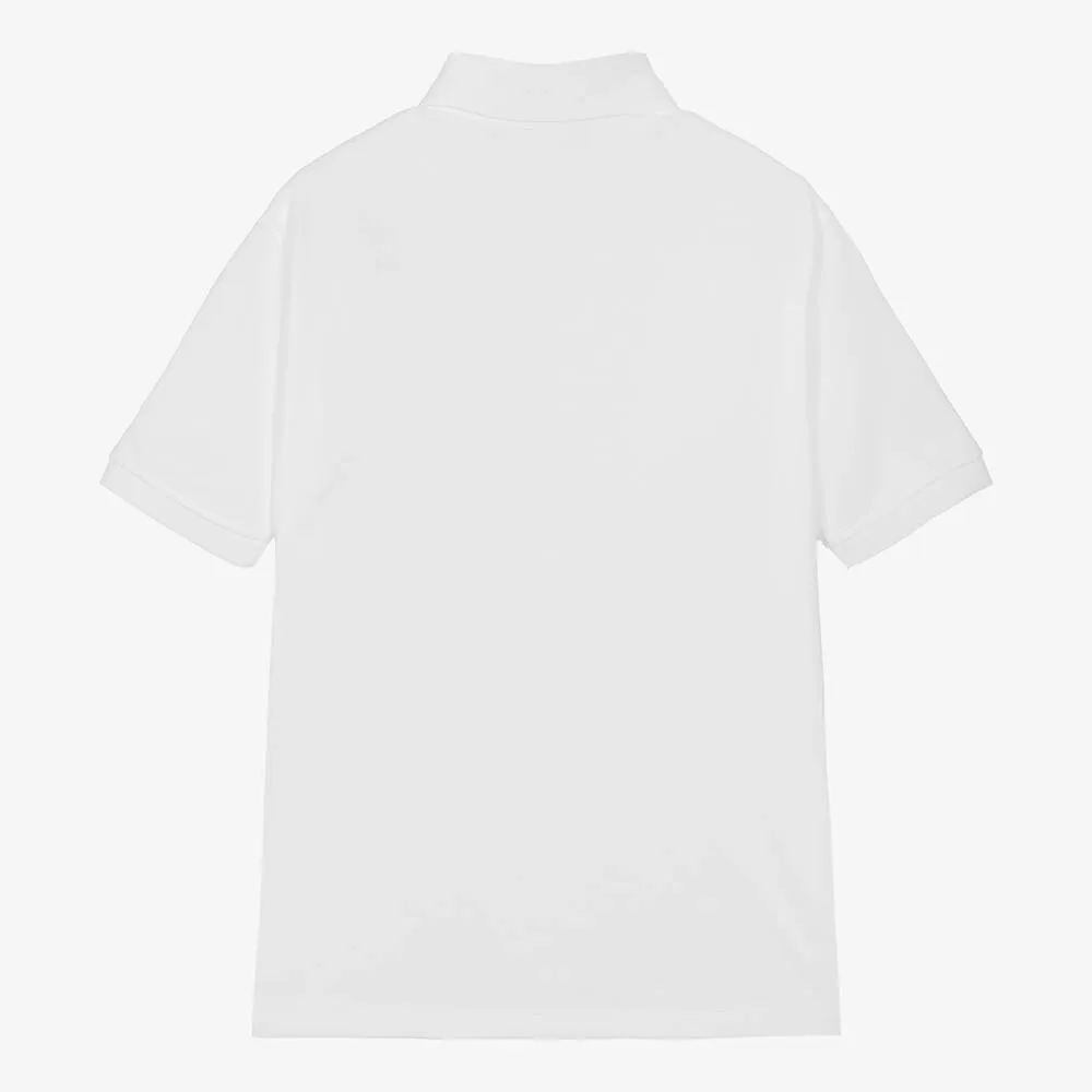 Teen Boys White Cotton Polo Shirt