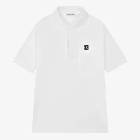 Teen Boys White Cotton Polo Shirt