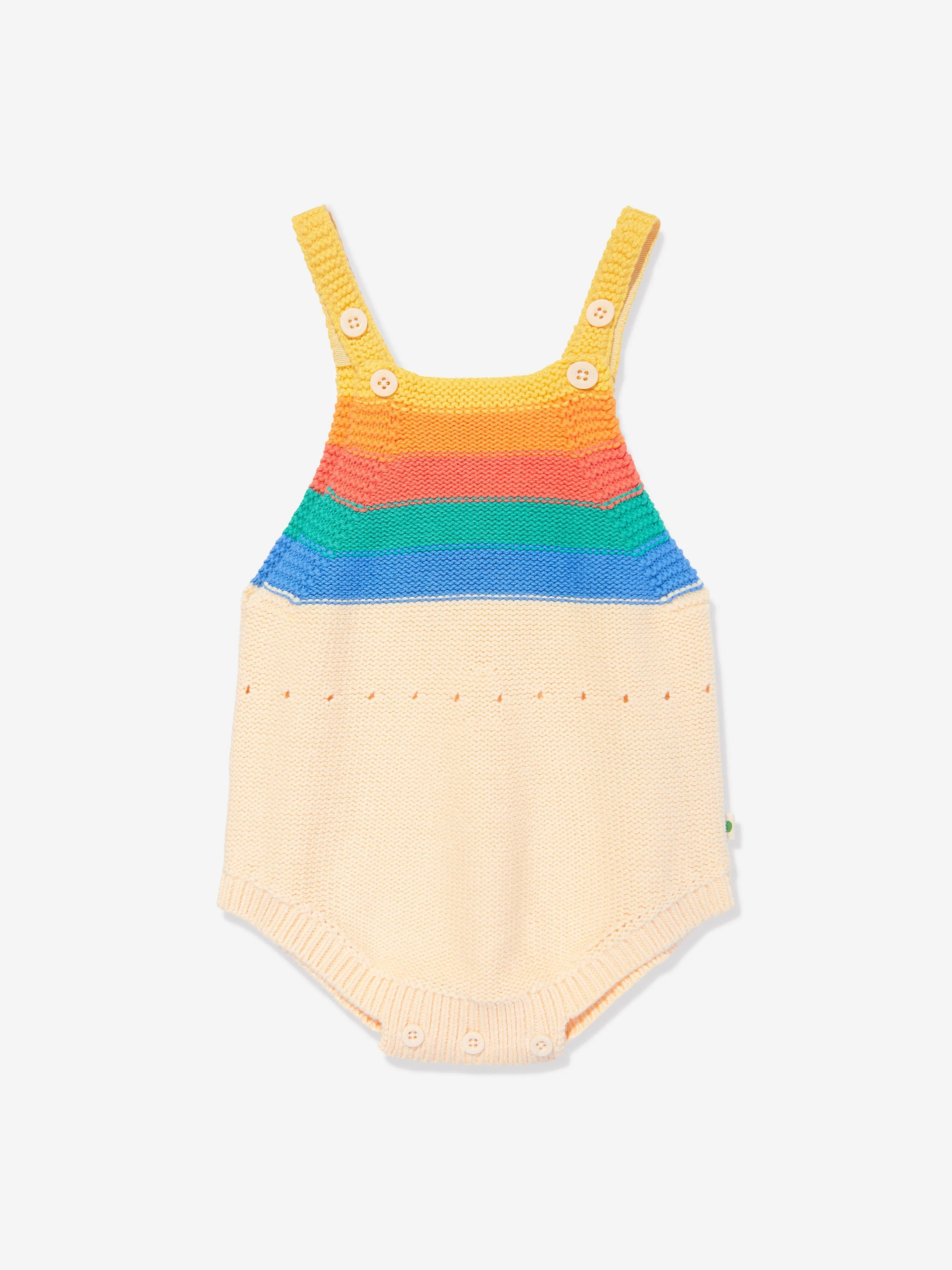 The Bonnie Mob Baby Rainbow Stripe Bubble Romper in Multicolour