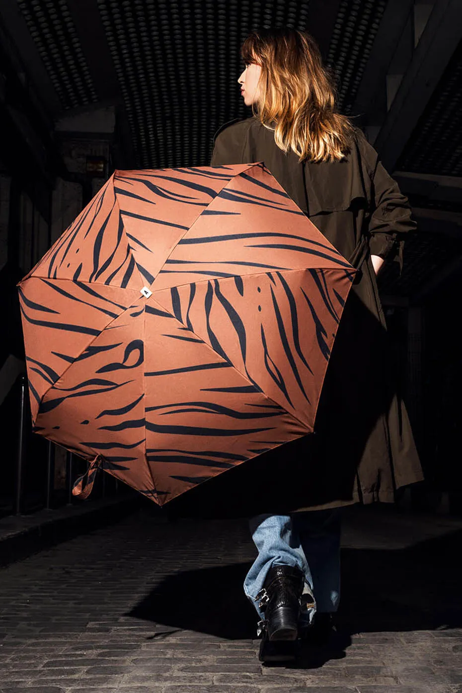 Tiger Print Eugene Compact Umbrella