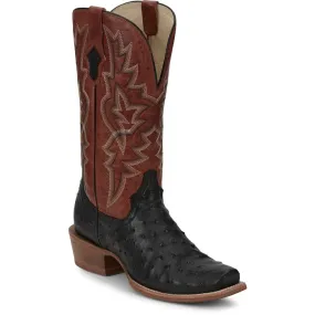 Tony Lama Men's Rylen Full Quill Ostrich Boot in Black