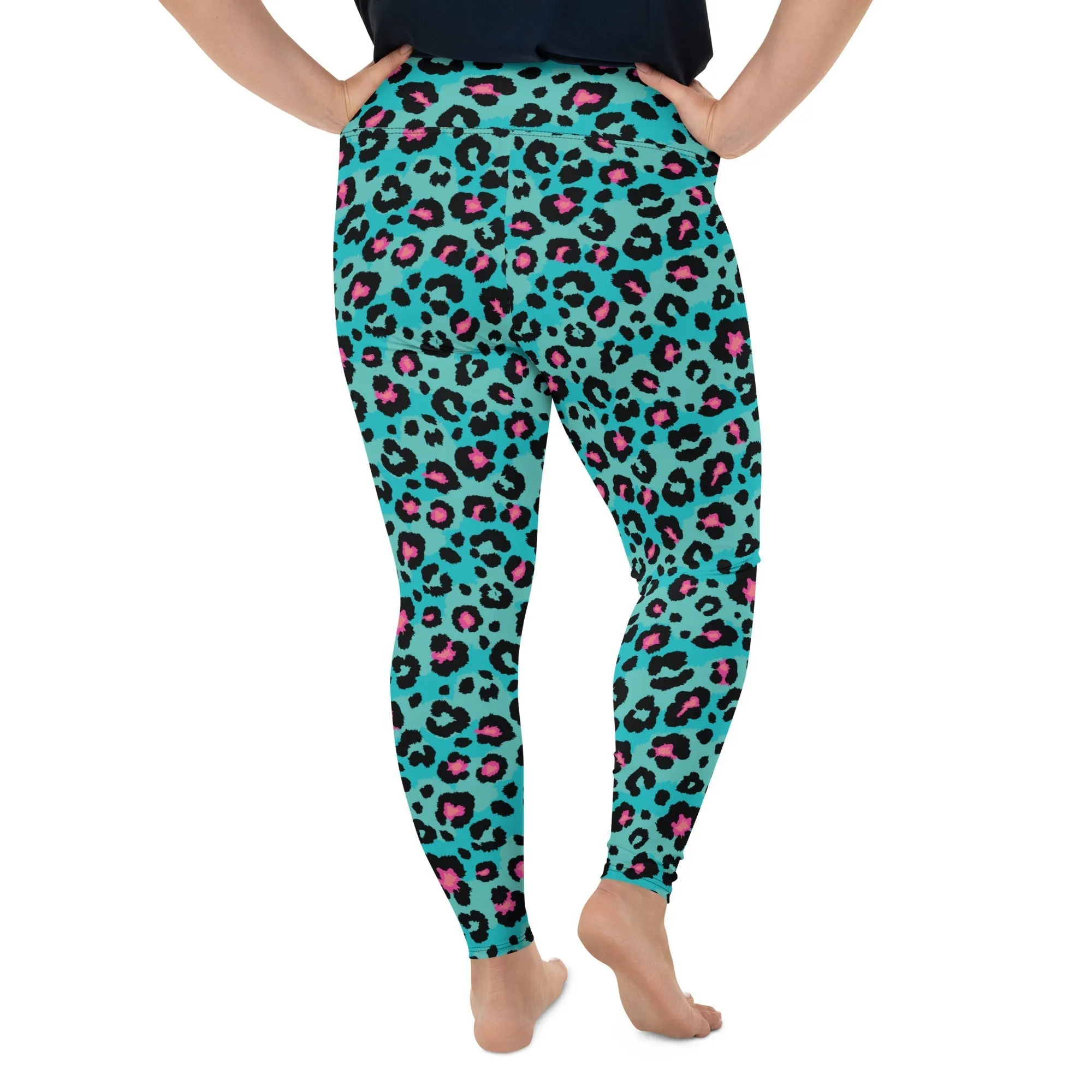 Turquoise Leopard Print Plus Size Leggings