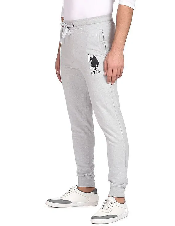 U.S. Polo Assn. Men Grey Drawstring Waist Heathered Joggers