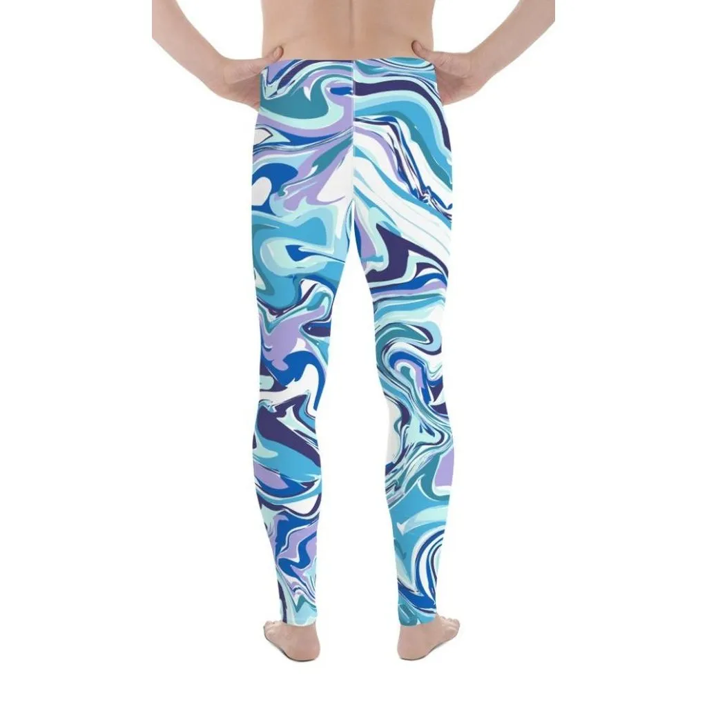 Vibrant Blue Marble Men's Leggings