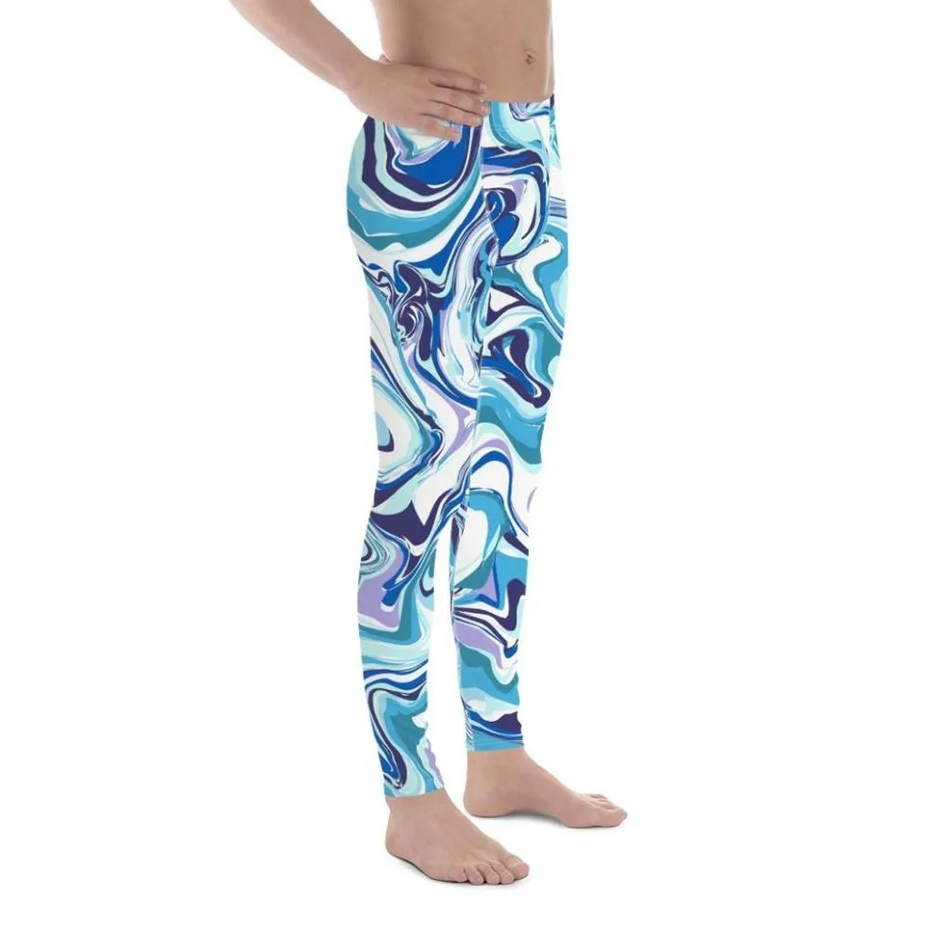 Vibrant Blue Marble Men's Leggings