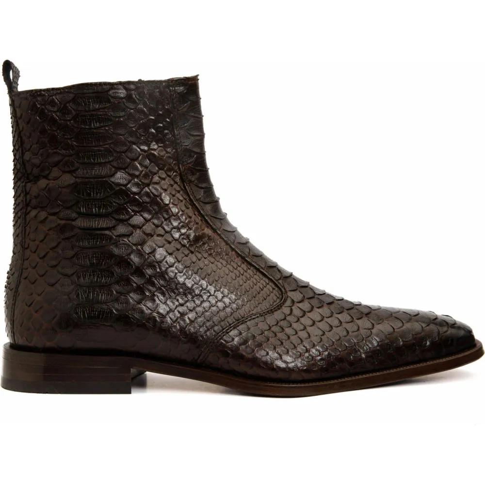 Vinci Leather The Boss Brown Python Snk Zip-up Leather Boot Limited Edition