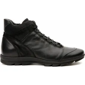 Vinci Leather The Houston Leather Black Lace-up Casual Boot With A Zipper (03618 S-8)