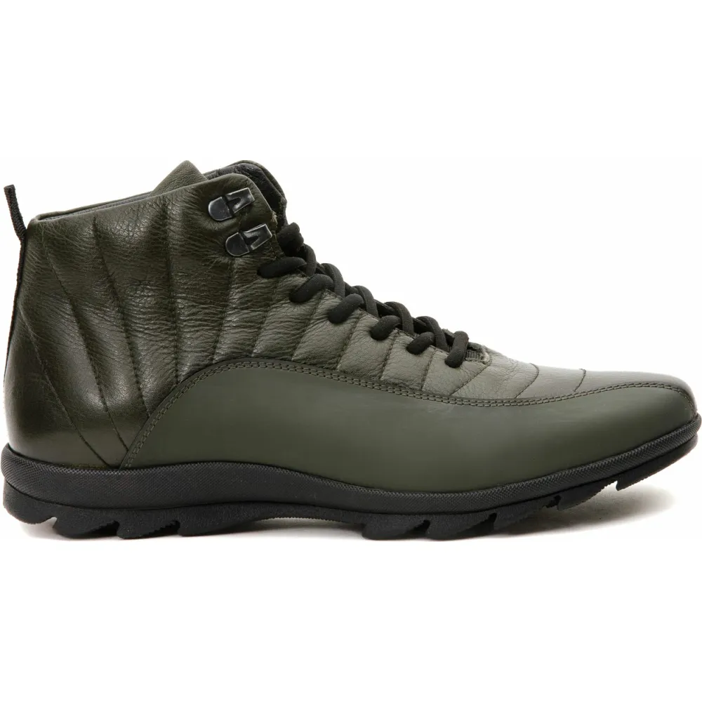 Vinci Leather The Merter Green Leather Casual Lace-up Boot (14339 H-5)