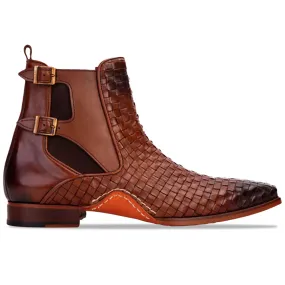 Vinci Leather The Rolls Woven Double Monk Strap Boot Tan