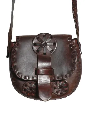 Vintage 1970's Dark Brown Tooled Leather Handbag - Brick Vintage