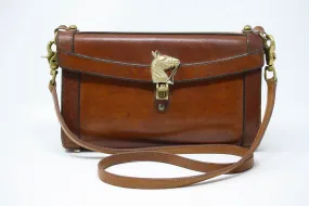 Vintage 70's Equestrian Leather & Brass Bag