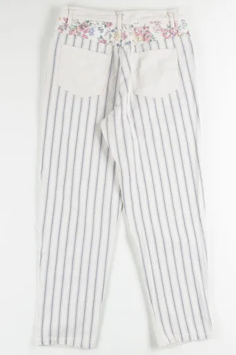 Vintage Cream & Striped Denim Jeans (sz. 12)