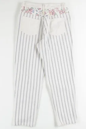 Vintage Cream & Striped Denim Jeans (sz. 12)