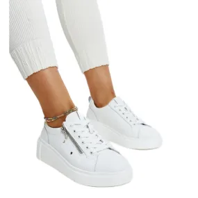 White leather sneakers with a high platform Rahal